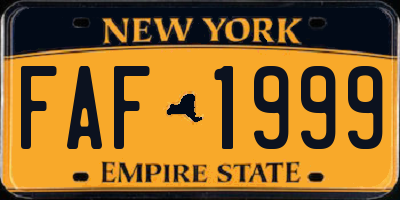 NY license plate FAF1999