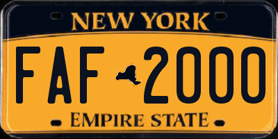 NY license plate FAF2000