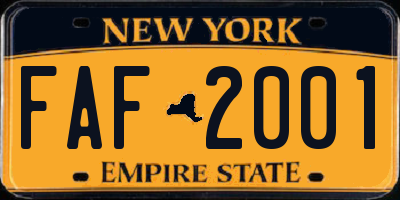 NY license plate FAF2001