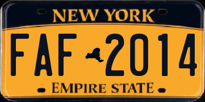 NY license plate FAF2014