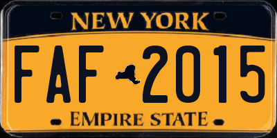 NY license plate FAF2015