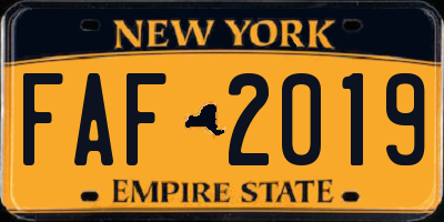 NY license plate FAF2019