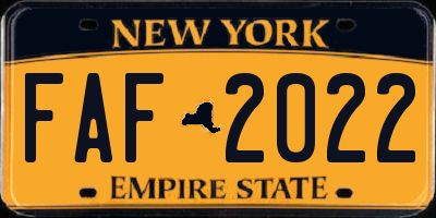 NY license plate FAF2022