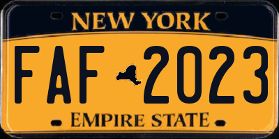 NY license plate FAF2023