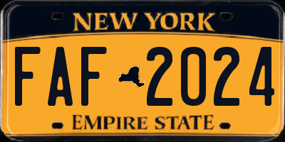 NY license plate FAF2024