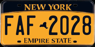 NY license plate FAF2028