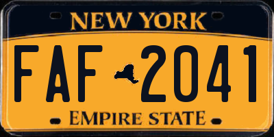 NY license plate FAF2041