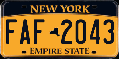 NY license plate FAF2043