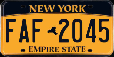 NY license plate FAF2045