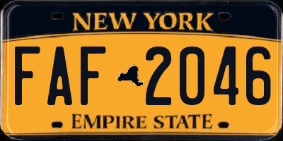 NY license plate FAF2046