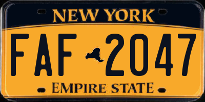 NY license plate FAF2047