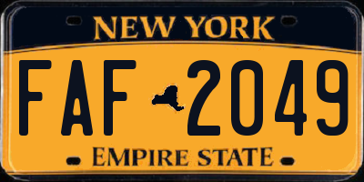 NY license plate FAF2049