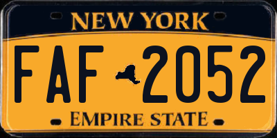 NY license plate FAF2052