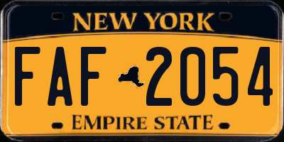 NY license plate FAF2054