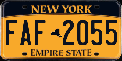 NY license plate FAF2055