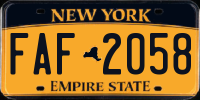 NY license plate FAF2058