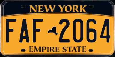 NY license plate FAF2064