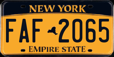 NY license plate FAF2065