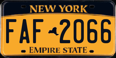 NY license plate FAF2066