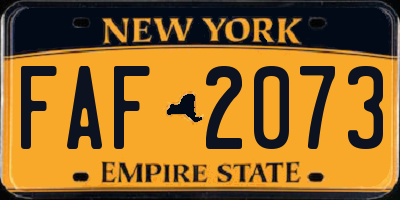 NY license plate FAF2073