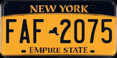 NY license plate FAF2075