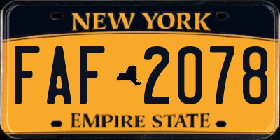 NY license plate FAF2078