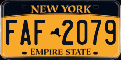 NY license plate FAF2079