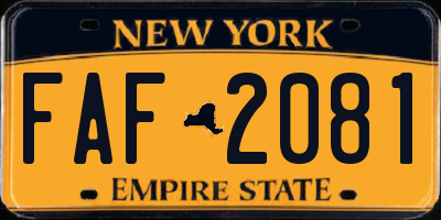 NY license plate FAF2081