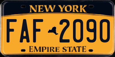 NY license plate FAF2090