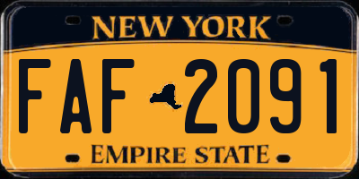 NY license plate FAF2091