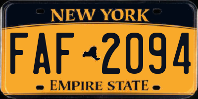 NY license plate FAF2094