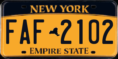 NY license plate FAF2102