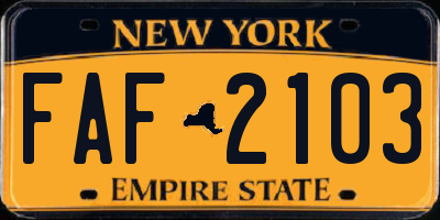 NY license plate FAF2103