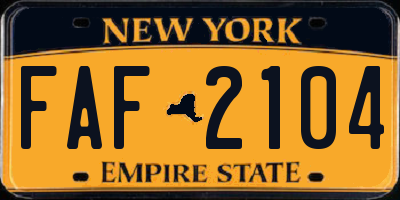 NY license plate FAF2104