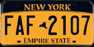 NY license plate FAF2107