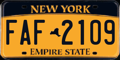 NY license plate FAF2109