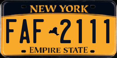 NY license plate FAF2111