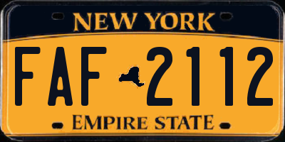 NY license plate FAF2112