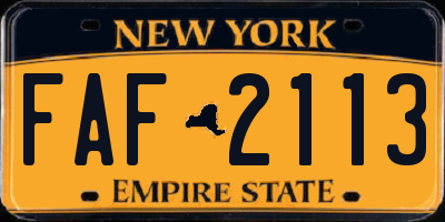 NY license plate FAF2113