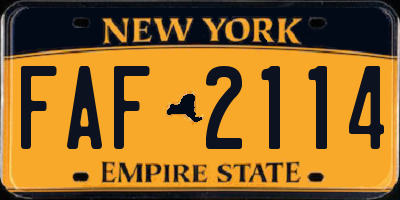 NY license plate FAF2114