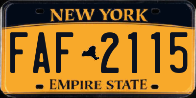 NY license plate FAF2115