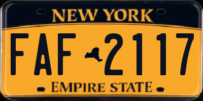 NY license plate FAF2117