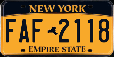 NY license plate FAF2118