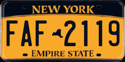 NY license plate FAF2119