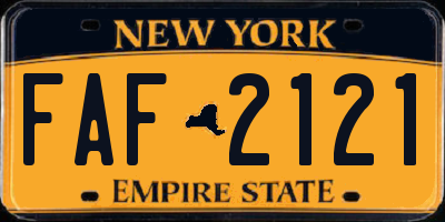 NY license plate FAF2121