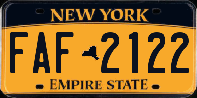 NY license plate FAF2122