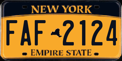 NY license plate FAF2124