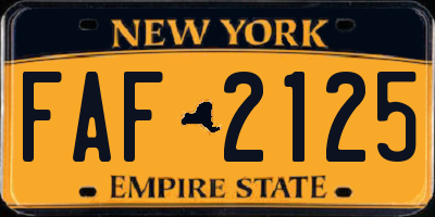 NY license plate FAF2125