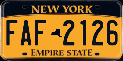 NY license plate FAF2126