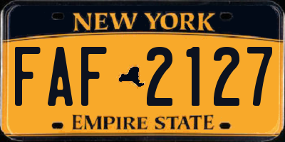 NY license plate FAF2127